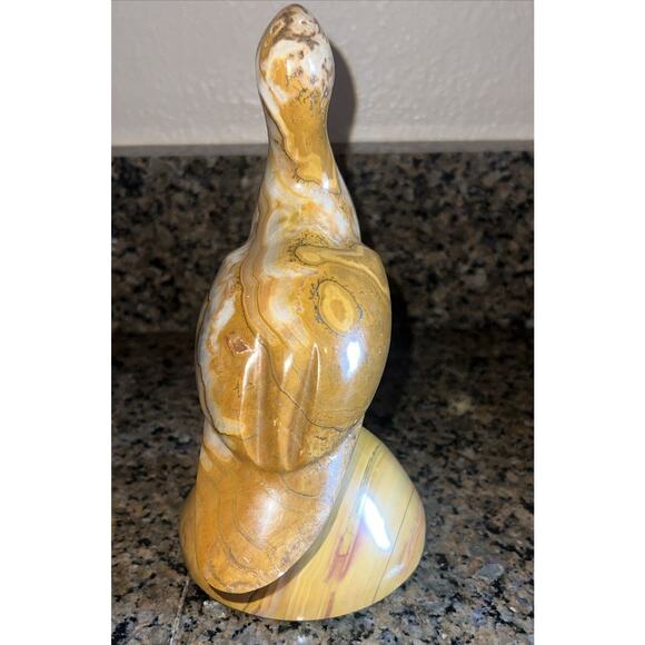 Solid Alabaster Marble Onyx Duck Figurine Hand Carved Brown Honey Swirl HEAVY - Picture 5 of 7